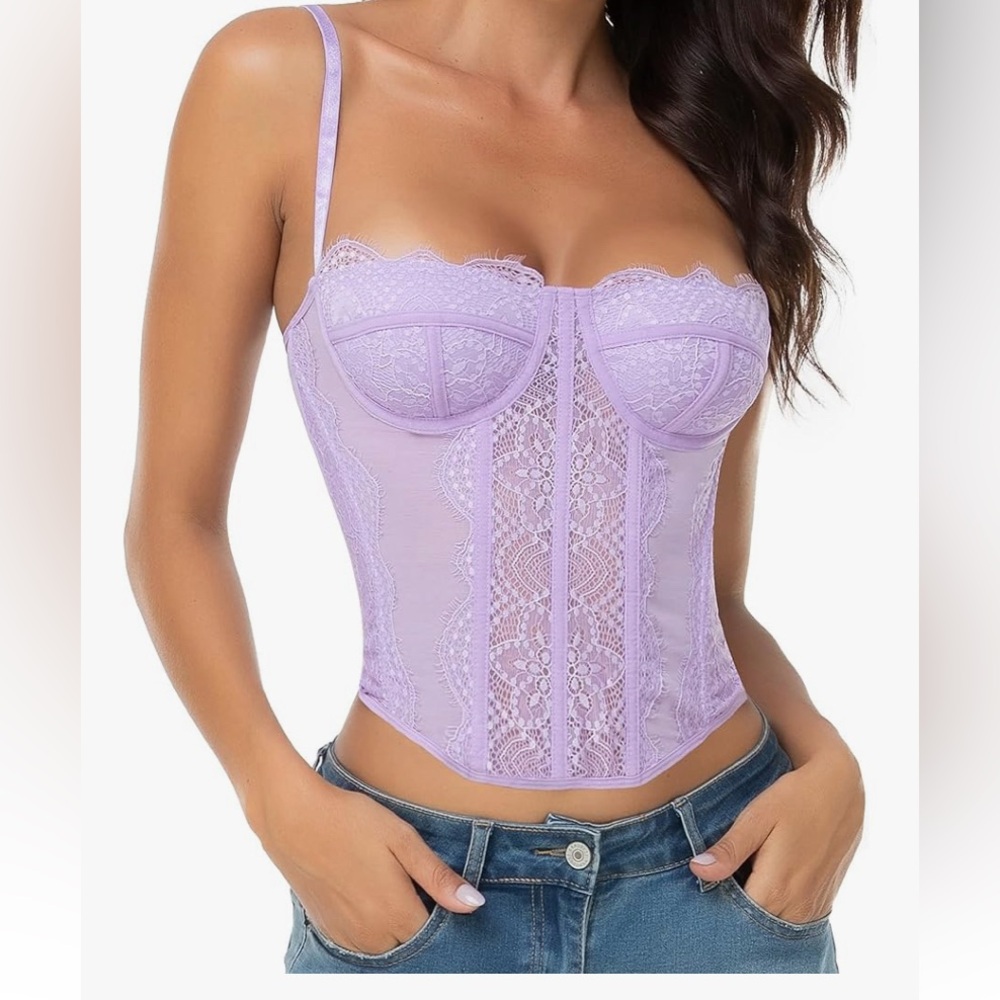 Elegant Lavender Lace Bustier